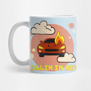 Red Car Rollin In Hot Mug